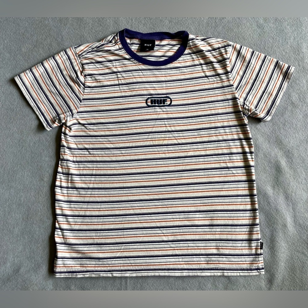 Huf Men’s Striped T-Shirt 100% Cotton Size Medium